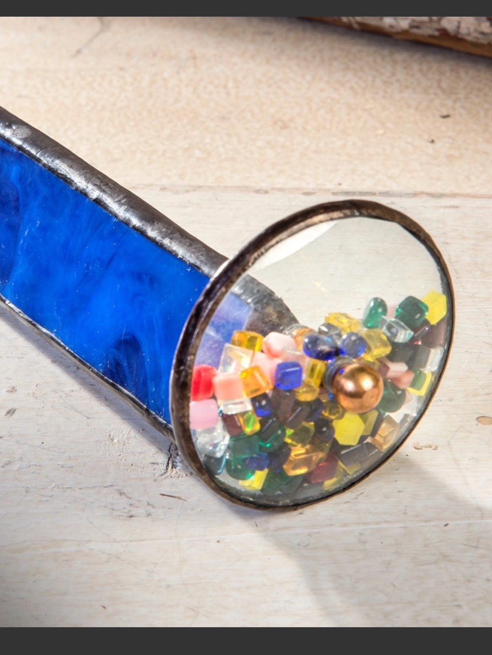 NWT Handcrafted Stained Glass Blue Kaleidoscope